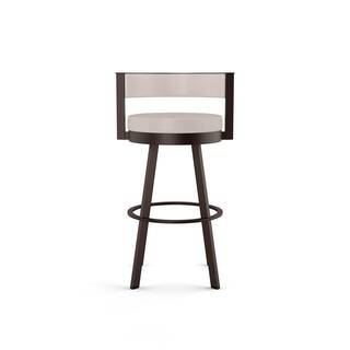 Amisco Browser 26 in. Cream Faux Leather  Dark Brown Metal Swivel Counter Stool 41542-261B75DB