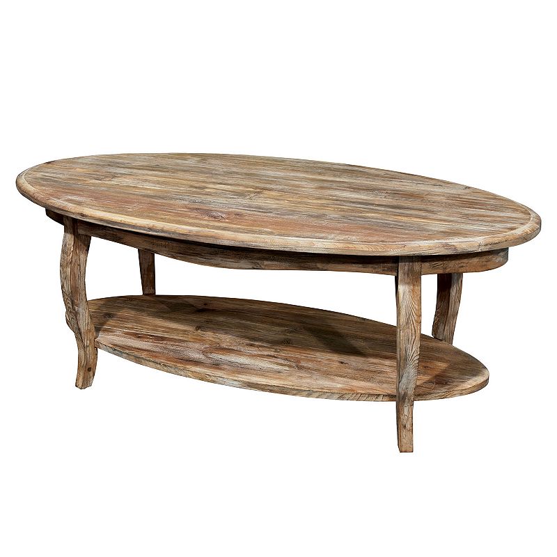 Alaterre Rustic Reclaimed Wood Oval Coffee Table