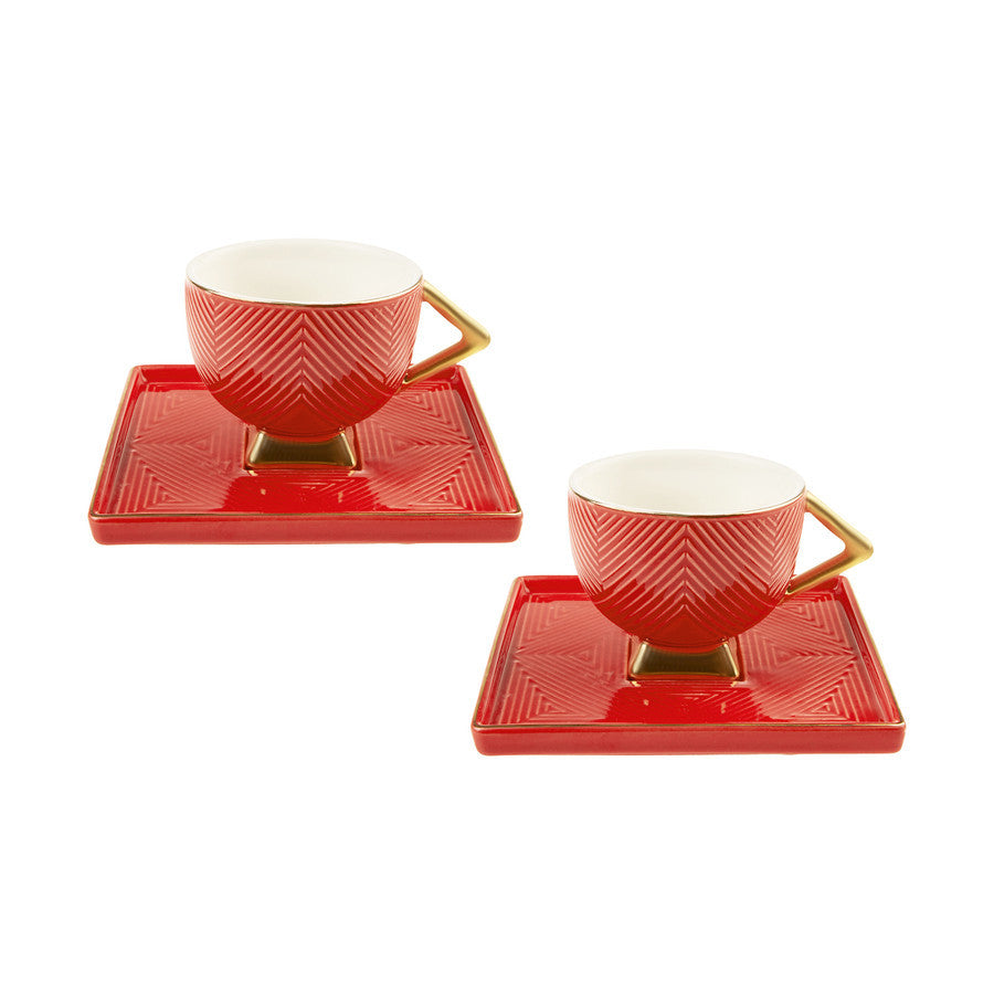 Karaca Art Deco Red 2 Person Coffee Cup Set 153.03.06.4858