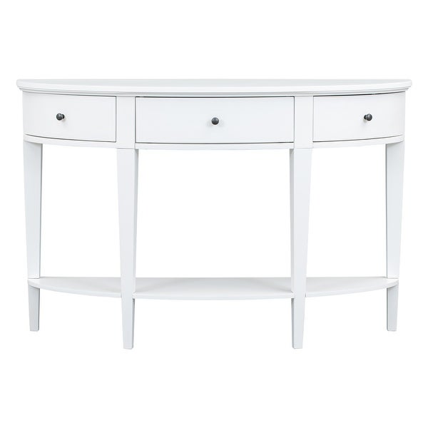 U-Style Modern Curved Console Table Sofa Table with 3 drawers and 1 Shelf for Hallway; Entryway; Living Room - 51.2