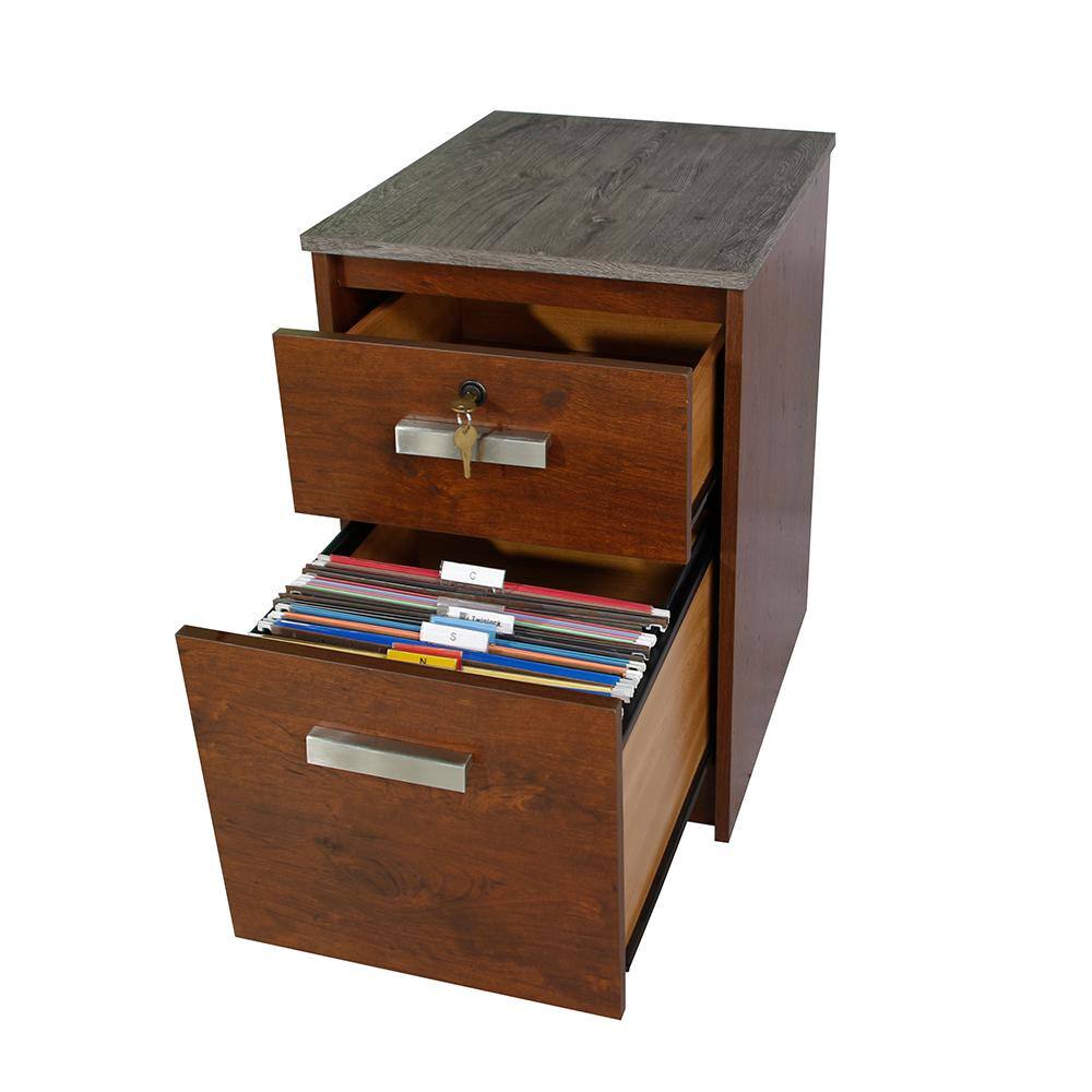 SAINT BIRCH Kenneth Cherry and Gray Oak File Cabinet SBSD4325MFCG