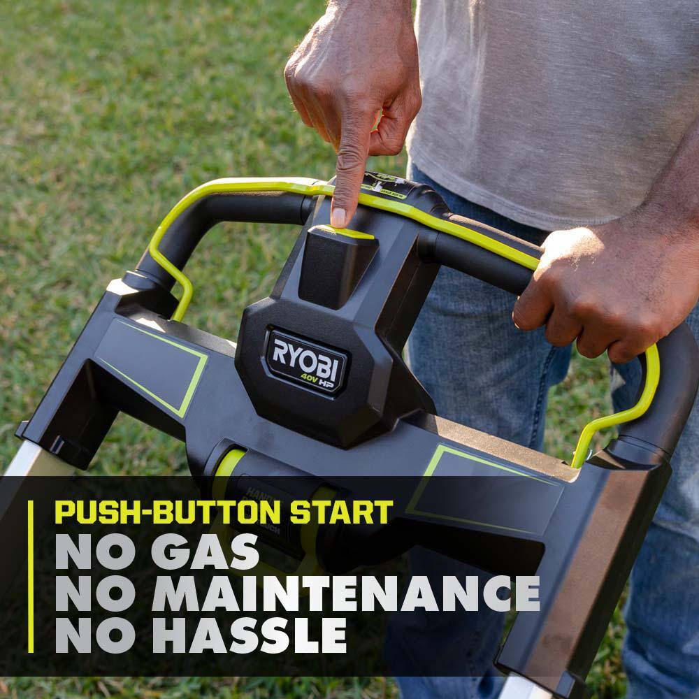 RYOBI 40-Volt HP Brushless 21 in. Whisper Series Cordless Walk-Behind Dual Blade Push Mower w(2) 6.0 Ah Batteries and Charger RY401220