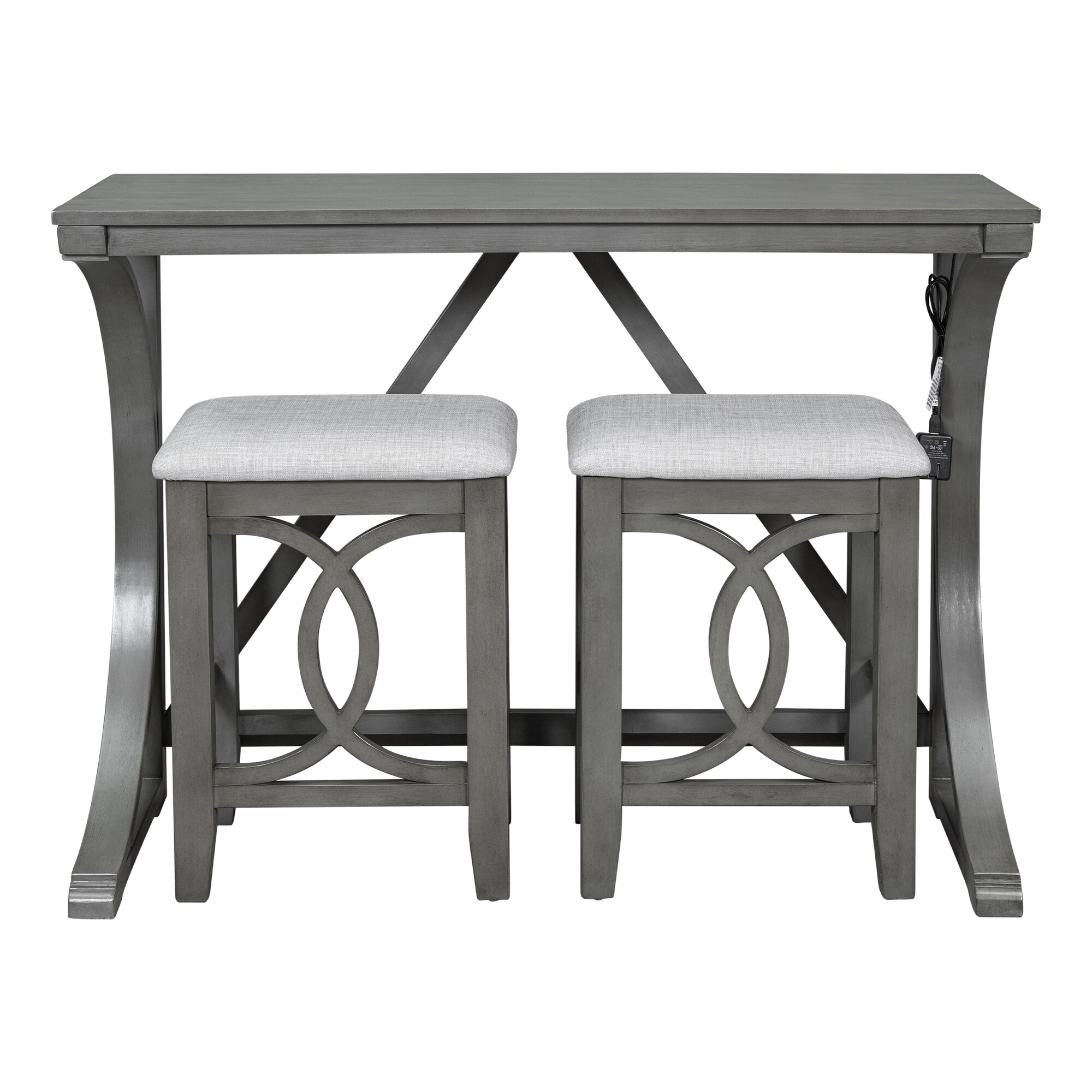 3-Piece Counter Height Dining Table Set with USB Port