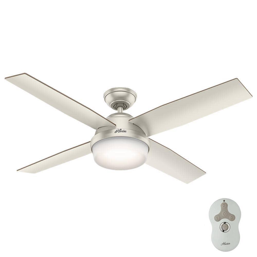 Hunter Dempsey 52 in LED IndoorOutdoor Matte Nickel Ceiling Fan with Light and Remote