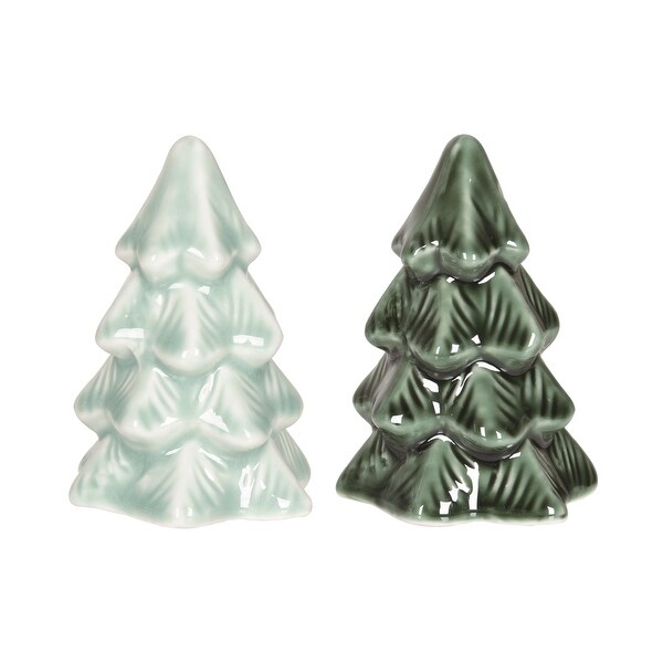 Transpac Ceramic 4.2 in. Multicolor Christmas Iridescent Salt and Pepper Shakers Set of 2