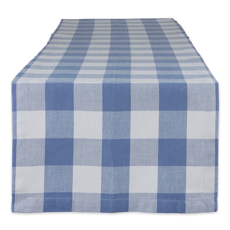 14 x 72 Stonewash Blue and White Rectangular Home Essentials Buffalo Checkered Table Runner