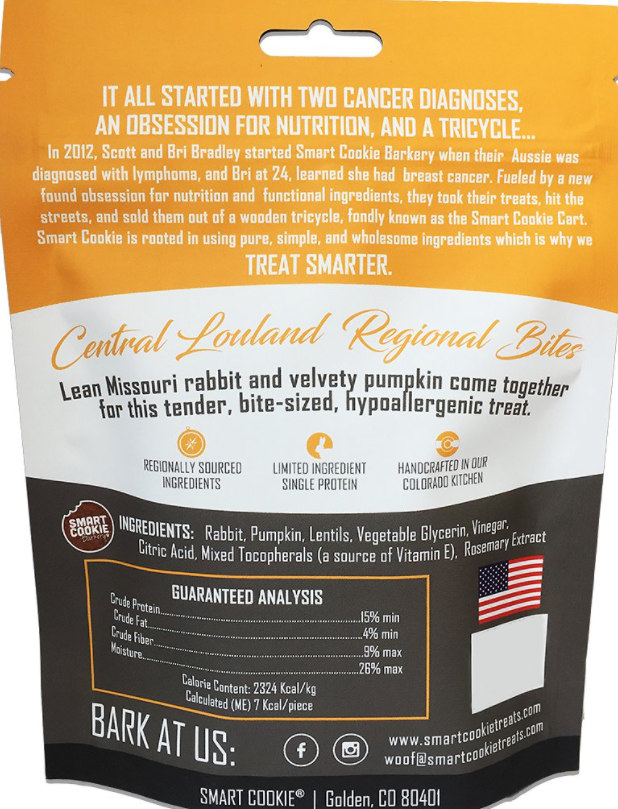 Smart Cookie Barkery Central Lowlands Rabbit and Pumpkin Dog Treats， 5-o andndash; Pet Empire and Supplies