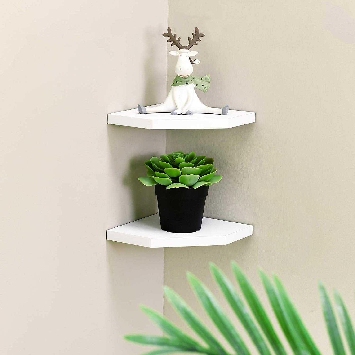 WELLAND 7-Inch Floating Corner Shelves Wall Mounted Shelves Display Rack, 7