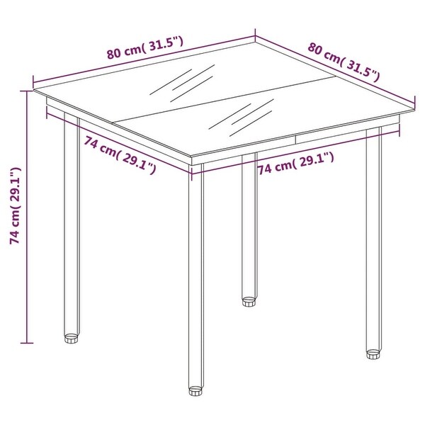 vidaXL Outdoor Dining Table Patio Table with Glass Top Garden Furniture Steel