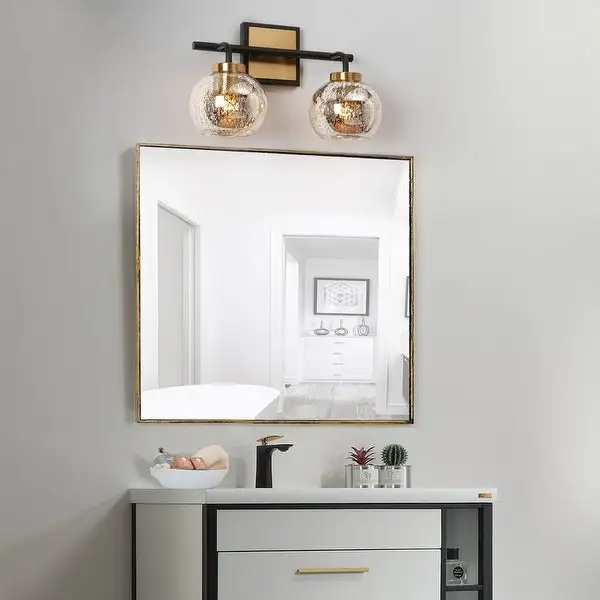 Modern Black Gold 2/3/4-Light Bathroom Mercury Glass Vanity Lights Wall Sconces