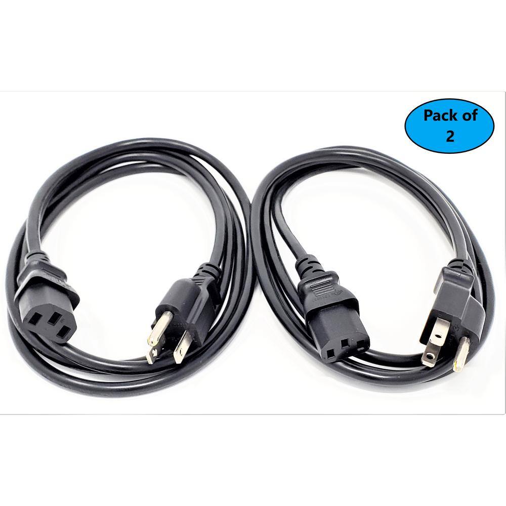 Micro Connectors Inc 6 ft. NEMA 5-15P to C13 Universal AC Power Cord UL Approved 18AWG3 Conductors- Black (2 per Box) M05-113UL-2P