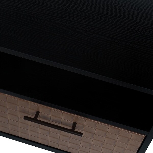 Modern 1 Door Nightstand with Two Sockets of USB Interface - - 37154438