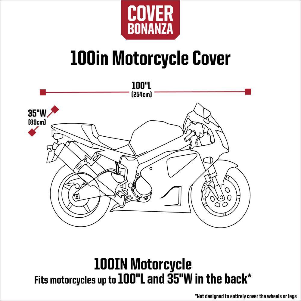 Cover Bonanza Bonanza 65 in. L x 60 in. W (Front) x 43 in. H x 35 in. W (Back) Motorcycle Cover 65-037-050401-RT