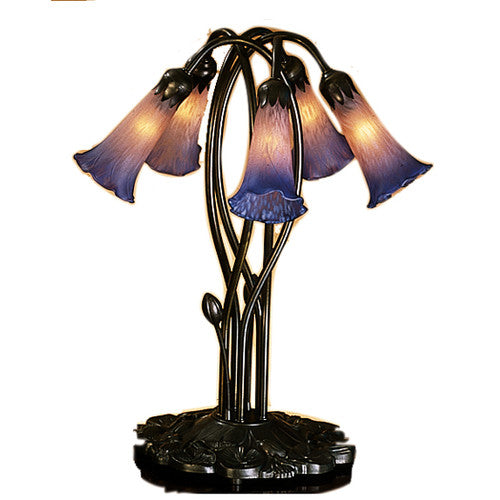 Meyda Tiffany 14995 Stained Glass / Tiffany Table Lamp From The Lilies Collection - Blue