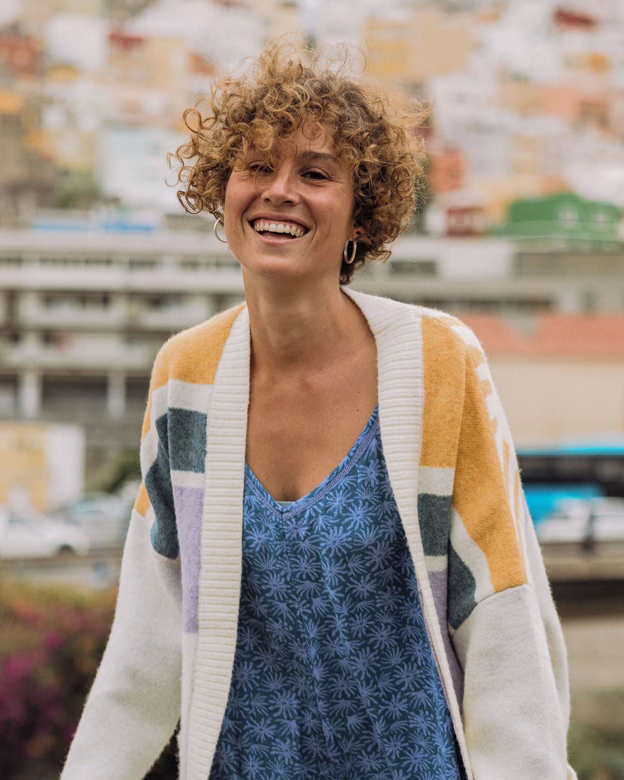 Sunsets Recycled Knitted Cardigan - Marshmallow