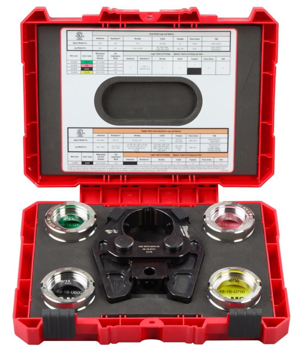 Milwaukee 750 MCM Cu/AL Crimping Jaw with 400-750 MCM AL 6T U Style Dies 49-16-750A from Milwaukee