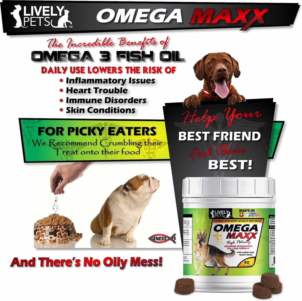 Lively Pets Omega Maxx Fish Oil Large and Giant Dog Soft Chews