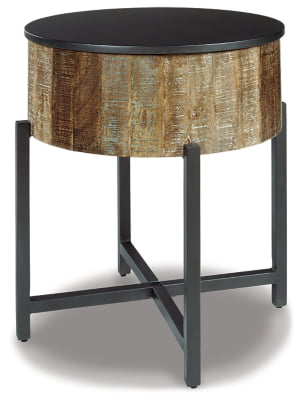 Signature Design by Ashley Nashbryn Rustic Round End Table, Gray & Brown