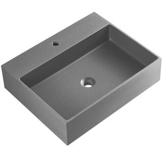 SERENE VALLEY 26 in. Single Faucet Hole Wall-Mount Install or On Countertop Bathroom Sink in Matte Gray SVWS601-26GR