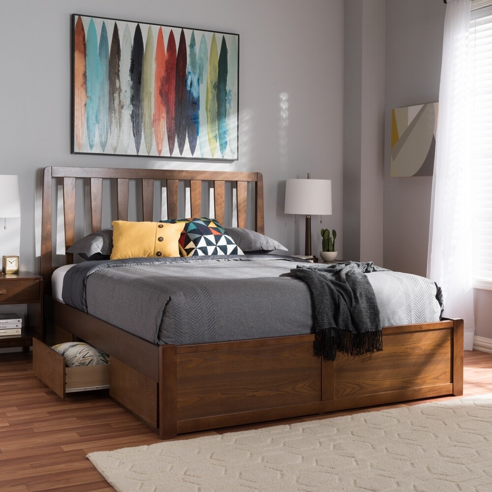 Copper Grove Kiowa Contemporary Walnut Wood Storage Bed