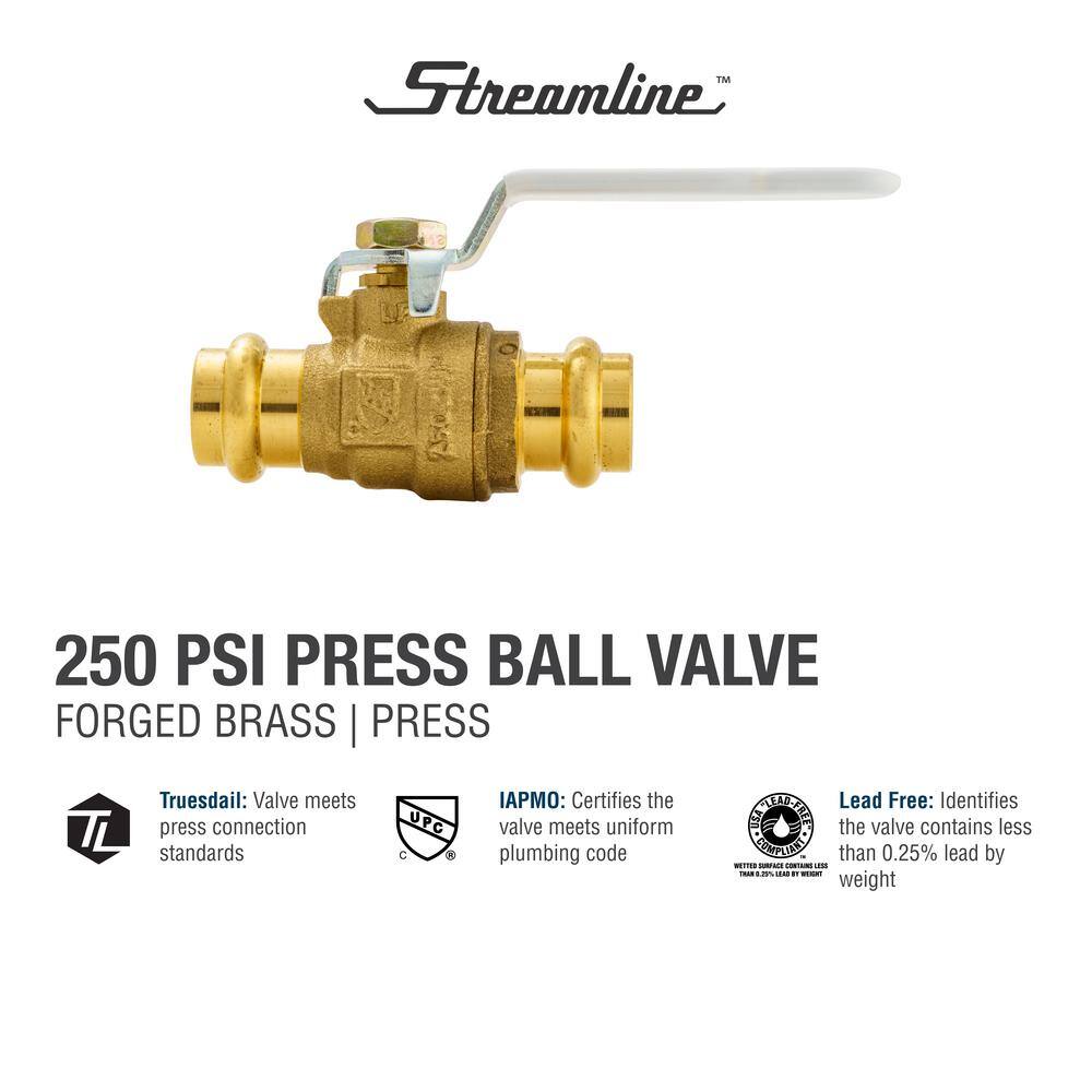 Mueller Streamline 12 in. Brass Press x Press Ball Valve 117-723HPV