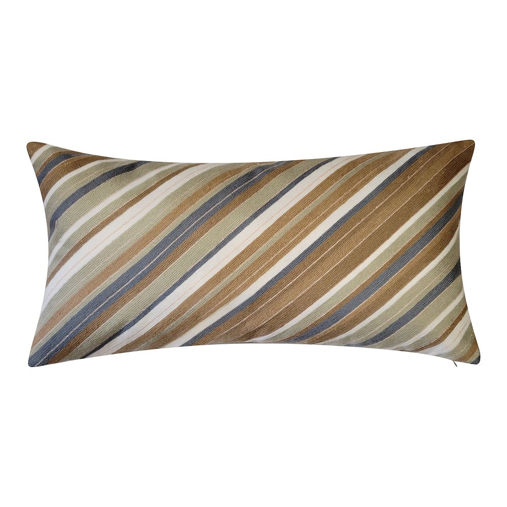 Edie@Home Indoor Outdoor Ombre Bias Crewel Embroidered Stripe Throw Pillow