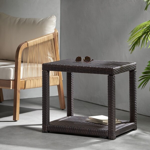 Boracay Outdoor Square Wicker Accent Table by Christopher Knight Home