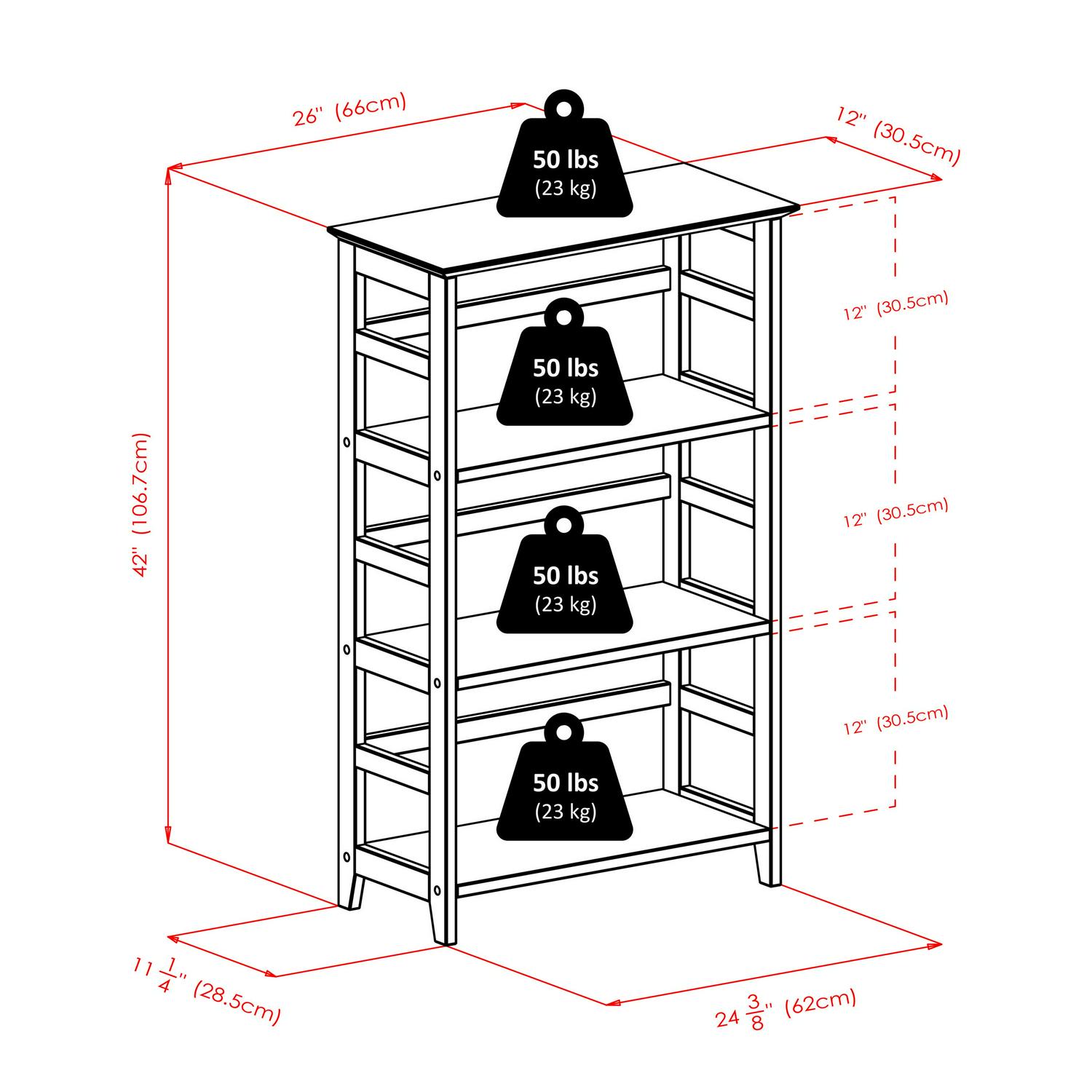 Winsome Wood Studio 3-Section Bookshelf， Honey Pine Finish