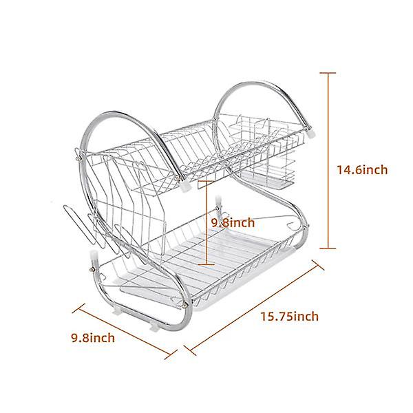 Multifunctional S-shaped Dual Layers Bowls and Dishes and Chopsticks and Spoons Collection Shelf Dish Drai 59129