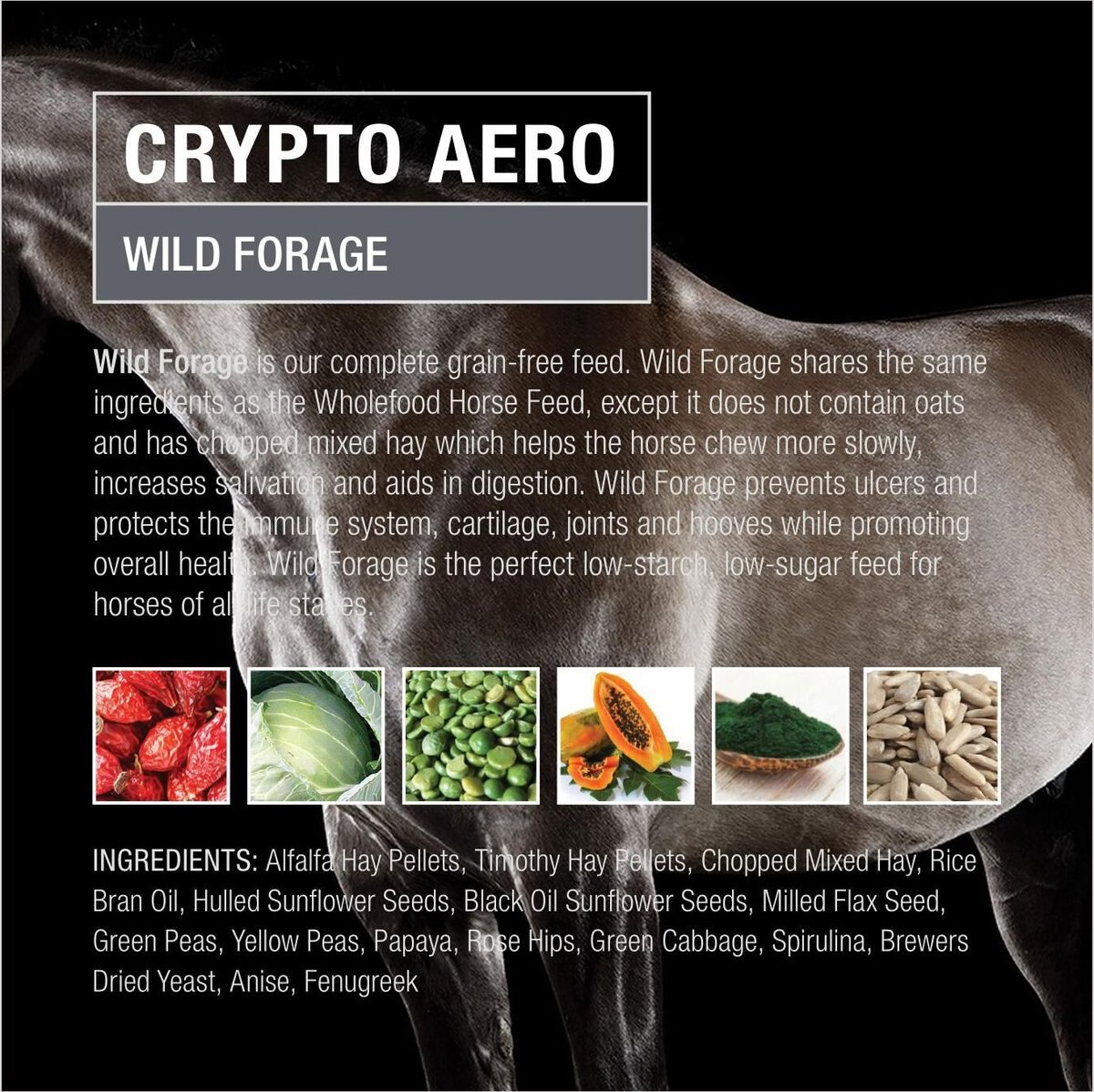 Crypto Aero Wild Forage Soy-Free， Molasses-Free Farm Animal and Horse Feed