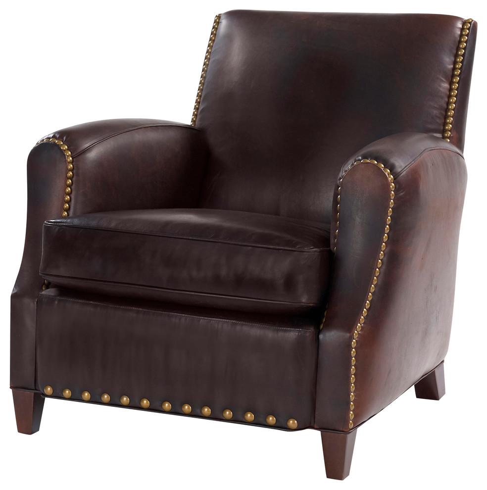 Simon Retro Leather Chair   Transitional   Armchairs And Accent Chairs   by Leathercraft Inc  Houzz