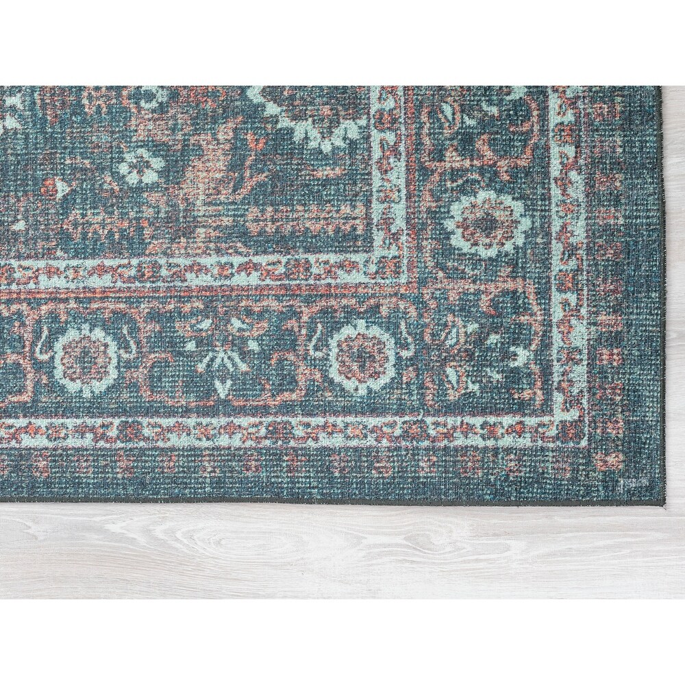 Boho Patio Collection Teal Power Loomed Indoor/Outdoor Area Rug