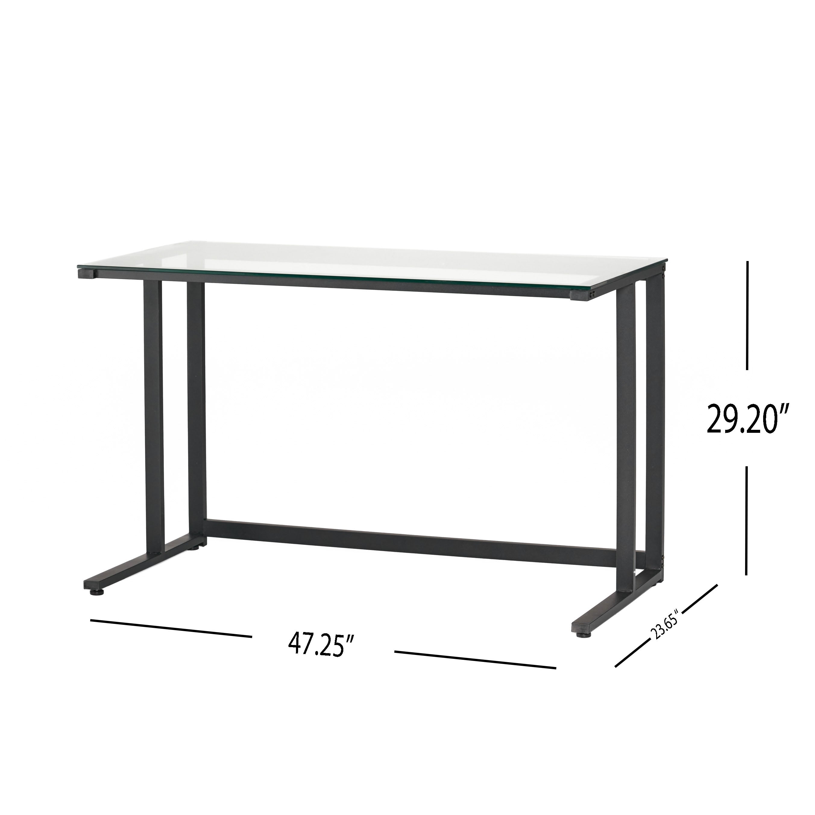 Mumford Modern Rectangular Black Iron and Glass Computer Desk