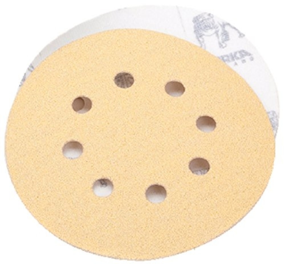 6 Gold 6-Hole 120 Grit Dustless Hook and Loop Sanding Vacuum Disc P120， Pack of 50