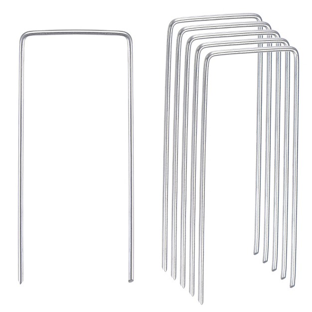 Unique Bargains Galvanized Outdoor Rustproof Garden Stakes For Ground Cover Weed Barrier Fabric 25 Pcs