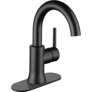 Delta Trinsic Single Hole Single-Handle Bathroom Faucet with Metal Drain Assembly in Matte Black 559HA-BL-DST