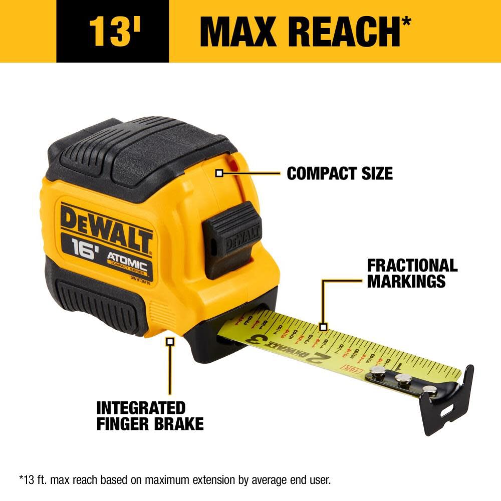 DEWALT ATOMIC Compact Series 16' Tape Measure DWHT38116S from DEWALT