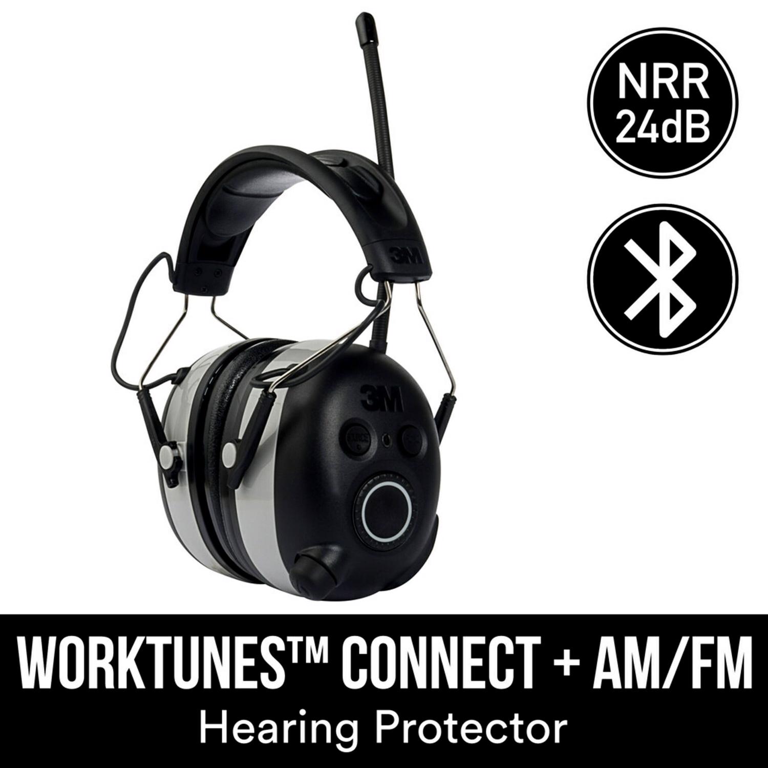 3M WorkTunes 24 dB Soft Foam Bluetooth Earplugs/Earphones w/Mic Black 1 pair