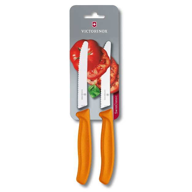 Victorinox Swiss Classic 4 3 Inch 4 Piece Tomato And Table Knife Wavy Edge Orange