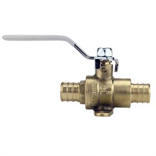 Apollo 34 in. Brass PEX-B Barb Ball Valve with Drain and Mounting Pad APXV34WD