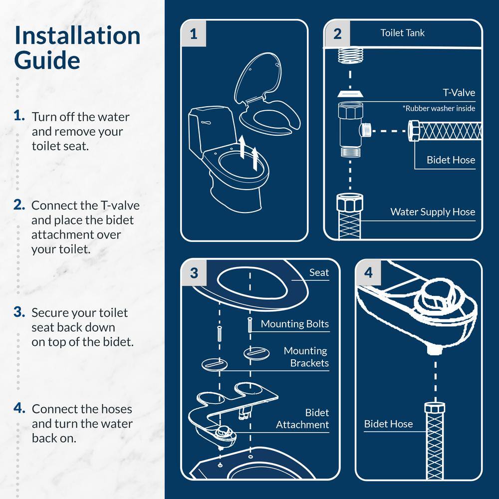 BIO BIDET Essential Non-Electric Bidet Attachment System in White HD-4000