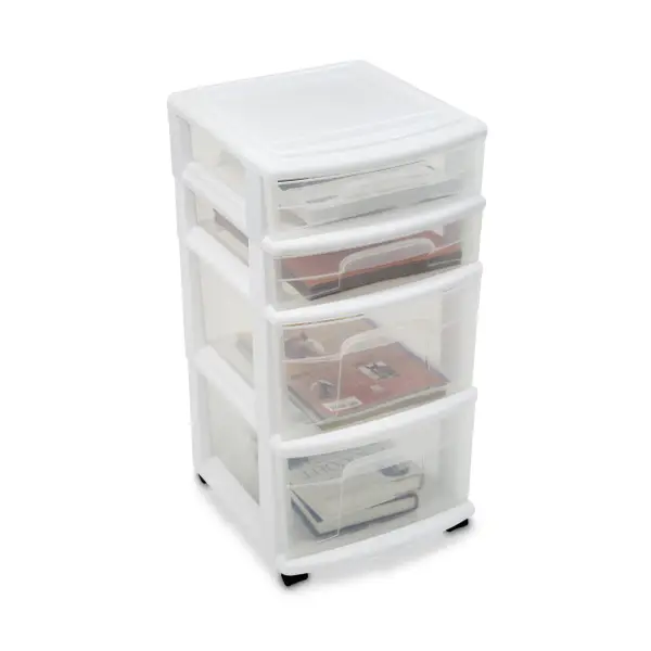 Homz 4-Drawer White Wheeled Cart