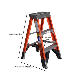 Werner 3 ft. Fiberglass Step Ladder with 375 lb. Load Capacity Type IAA Duty Rating 7403