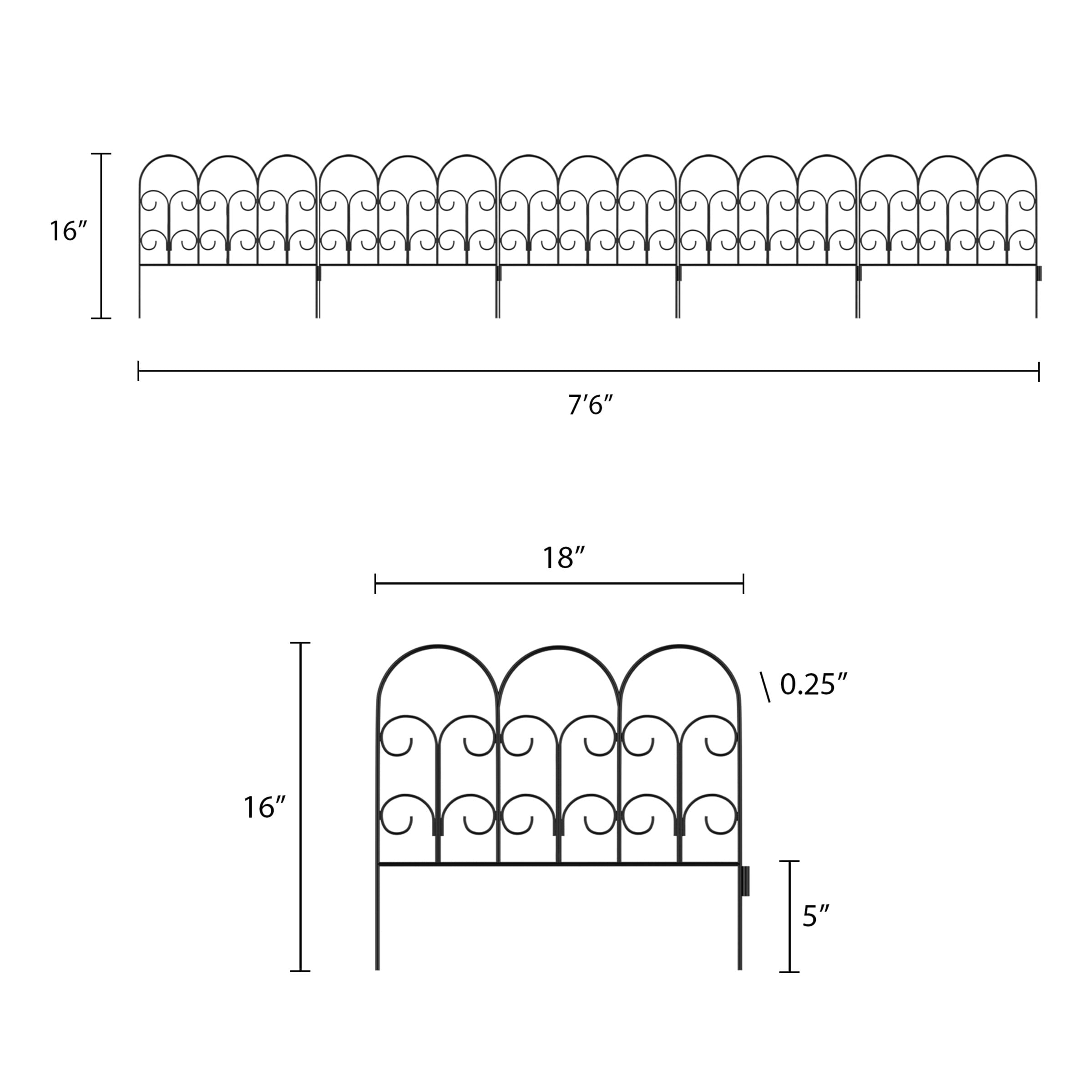 Set of 5 Panels for Iris Decorative Edging Flower Beds & Landscaping- Interlocking, Flexible Design in Black by Pure Garden