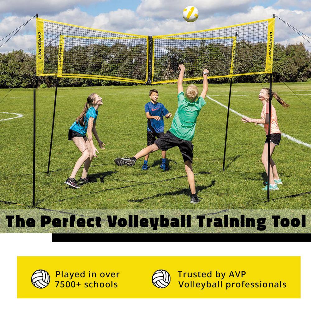 CROSSNET 4 Square Volleyball Net and Game Set with Carrying Backpack and Ball CROSSNET101