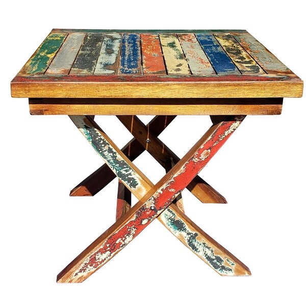 Marina Del Rey Recycled Teak Wood Boat Folding Side Table