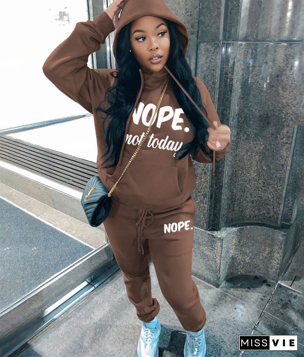 Pullover Fleece Hooded Sweatshirt Two Piece Pants Set