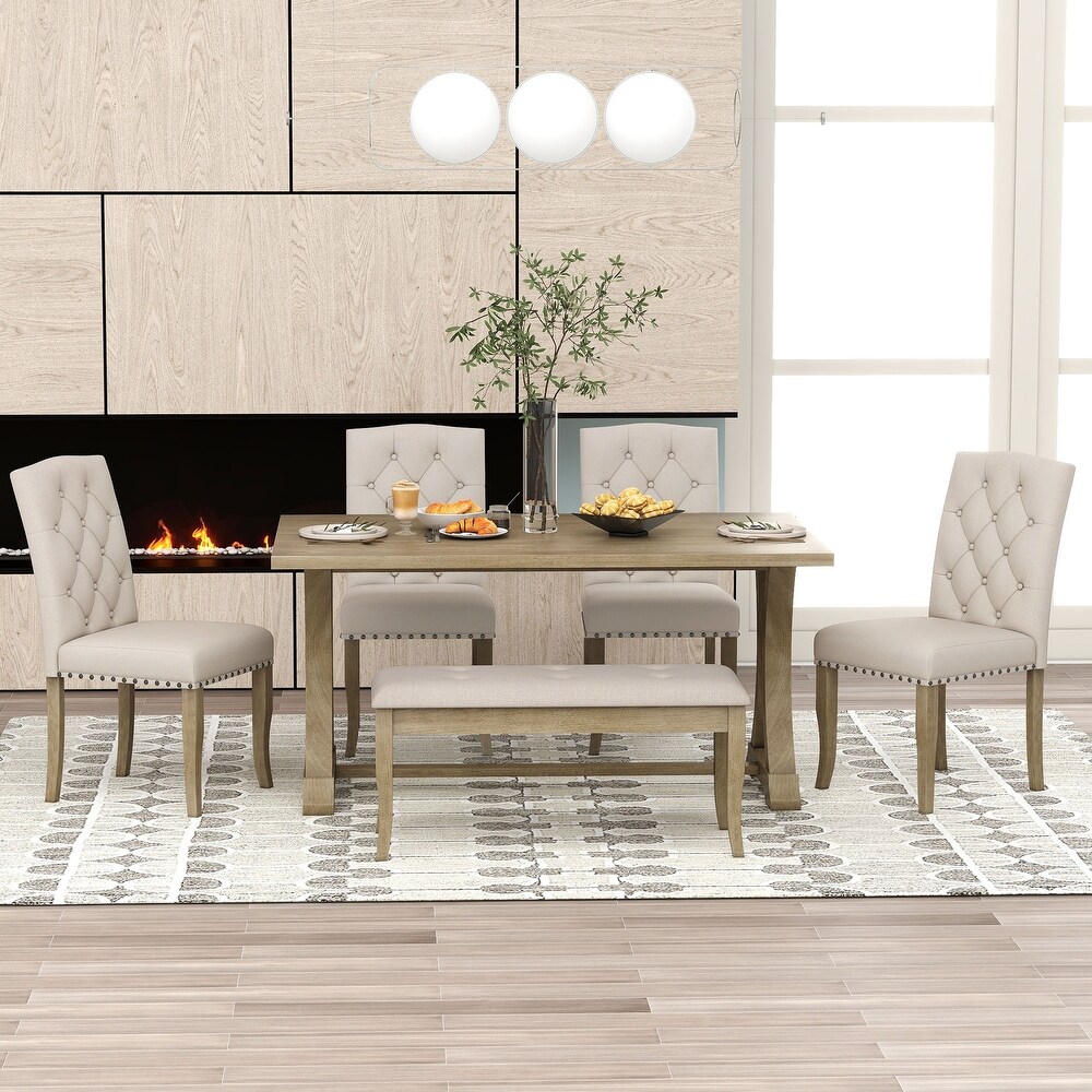 Classic Farmhouse 6 Piece Dining Set with 60\