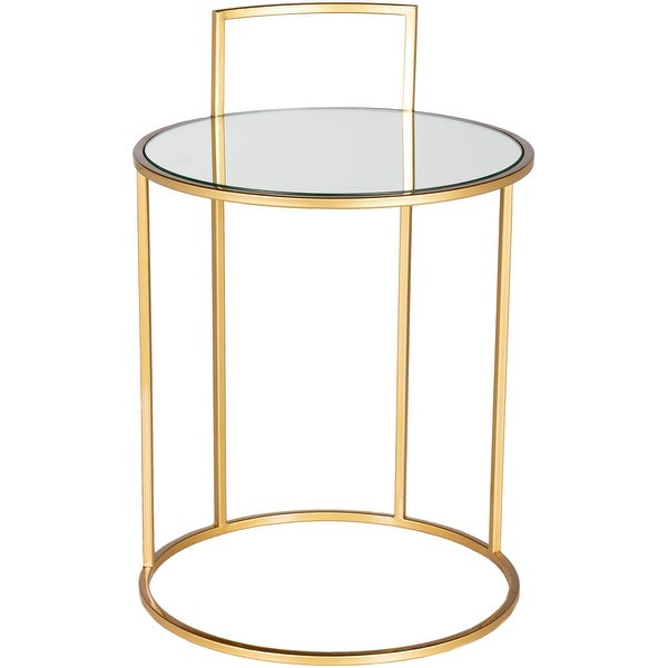 Marinea Round Mirror and Metal End Table - 22