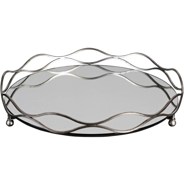 Uttermost Rachele Silver Leaf Mirrored Decorative Tray